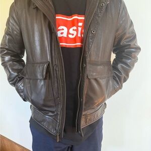 Cole Haan Men's Brown Leather Jacket - Like New